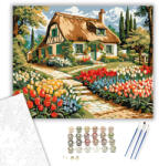 Számfestő Virágos Kunyhó Idillje - számfestő készlet - 40×50 cm (Keretre feszítve) (crea5282-40X50-KF)