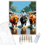  Dél-Indiai Bikamosás Fesztivál - számfestő készlet - 40×50 cm (Keretre feszítve)