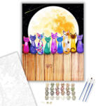  Macskák a Holdfényben - számfestő készlet - 40×50 cm (Keretre feszítve)