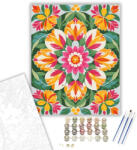  Tavaszi Virág Mandala - számfestő készlet - 40×50 cm (Keretre feszítve)