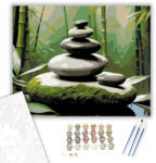 Számfestő Egyensúlyozó Kövek Bambusz Kertben - számfestő készlet - 40×50 cm (Keretre feszítve) (crea6813-40X50-KF)