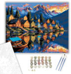  Hegyi Tóparti Falu - számfestő készlet - 40×50 cm (Keretre feszítve)