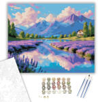  Kristálytiszta Tó és Levendulamezők - számfestő készlet - 40×50 cm (Keretre feszítve)