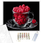 Számfestő Málna üvegpohárban - számfestő készlet - 40×50 cm (Keretre feszítve) (crea1308-40X50-KF)