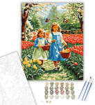  Húsvéti Kerti Jelenet Gyermekekkel - számfestő készlet - 40×50 cm (Keretre feszítve)