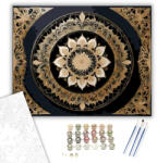  Arany Csipkés Mandala - számfestő készlet - 60×70 cm (Keretre feszítve)