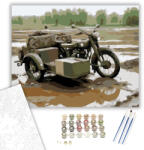 Számfestő Hadsereg Zöld Oldalkocsis Motor - számfestő készlet - 40×50 cm (Keretre feszítve) (crea7112-40X50-KF)