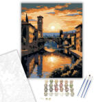  Veronai Naplemente és Castelvecchio híd - számfestő készlet - 40×50 cm (Keretre feszítve)