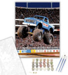  Kék Monster Truck Ugrás Közben - számfestő készlet - 40×50 cm (Keretre feszítve)