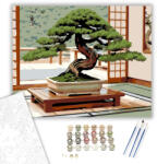 Juniper Bonsai a Tatami Szobában - számfestő készlet - 40×50 cm (Keretre feszítve)