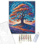  Galaktikus Színkavalkád és Varázslatos Fa - számfestő készlet - 40×50 cm (Keretre feszítve)