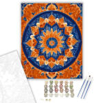  Tüzes Kék Mandala Ékköves Hatással - számfestő készlet - 40×50 cm (Keretre feszítve)