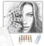 Számfestő Szürke tollakkal - számfestő készlet - 40×50 cm (Keretre feszítve) (crea601-40X50-KF)