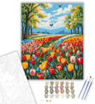  Tavaszi Tulipánmező - számfestő készlet - 40×50 cm (Keretre feszítve)