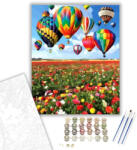  Színes Hőlégballonok - számfestő készlet - 40×50 cm (Keretre feszítve)
