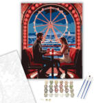  Valentin-napi Szerelmespár a Vidámparki Óriáskeréken - számfestő készlet - 40×50 cm (Keretre feszítve)