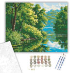 Tóparti Cserjés Nyugalom - számfestő készlet - 40×50 cm (Keretre feszítve)