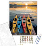  Színes Kajakok a Naplementében - számfestő készlet - 40×50 cm (Keretre feszítve)
