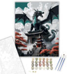  Ősi Sárkány és Templom a Felhők Között - számfestő készlet - 40×50 cm (Keretre feszítve)