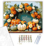 Számfestő Őszi koszorú és tök kompozíció - számfestő készlet - 40×50 cm (Keretre feszítve) (crea3117-40X50-KF)