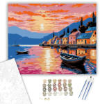  Naplemente Kikötő Harmóniája - számfestő készlet - 40×50 cm (Keretre feszítve)
