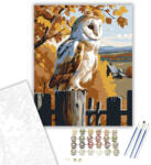  Barna Bagoly az Őszi Tájban - számfestő készlet - 80×100 cm (Keret nélkül)