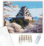 Számfestő Himeji Kastély Tavaszi Cseresznyevirágzásban - számfestő készlet - 40×50 cm (Keretre feszítve) (crea7020-40X50-KF)