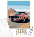  Narancssárga Klasszikus Izomautó a Sivatagi Úton - számfestő készlet - 40×50 cm (Keretre feszítve)