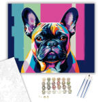Számfestő Neon Színű French Bulldog Portré - számfestő készlet - 40×50 cm (Keretre feszítve) (crea7340-40X50-KF)
