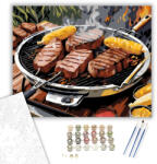  Grillezett Steakek és Kukorica - számfestő készlet - 60×70 cm (Keretre feszítve)