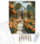  Narancs Rózsák a Kertösvényen - számfestő készlet - 40×50 cm (Keretre feszítve)