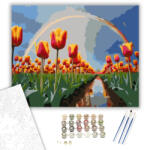  Szivárványos Tavaszi Tulipánkert - számfestő készlet - 40×50 cm (Keretre feszítve)