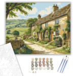  Cotswolds Falusi Táj - számfestő készlet - 40×50 cm (Keretre feszítve)