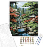  Japánkert Híddal és Pavilonnal - számfestő készlet - 40×50 cm (Keretre feszítve)