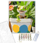 Számfestő Mosolygó Gekkó Virágcserépben - számfestő készlet - 40×50 cm (Keretre feszítve) (crea6034-40X50-KF)