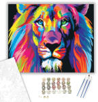  Színes Oroszlán - számfestő készlet - 40×50 cm (Keretre feszítve)