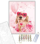 Számfestő Kutya rózsaszínben - számfestő készlet - 40×50 cm (Keretre feszítve) (crea063-40X50-KF)