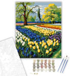  Tavaszi Tulipánok Szimfóniája - számfestő készlet - 40×50 cm (Keretre feszítve)