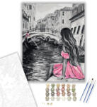 Számfestő Rózsaszín Ruhás Hölgy - számfestő készlet - 40×50 cm (Keretre feszítve) (ujszam140-40X50-KF)