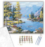 Számfestő Nyaraló a Tónál - számfestő készlet - 40×50 cm (Keretre feszítve) (6679-40X50-KF)