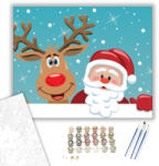 Számfestő Mikulás és Rudolf - számfestő készlet - 40×50 cm (Keretre feszítve) (santaclaus1127-40X50-KF)