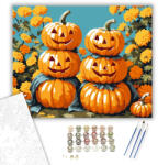  Mosolygós töklámpások virágok között - számfestő készlet - 40×50 cm (Keretre feszítve)