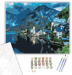  Tengerparti falu - számfestő készlet - 40×50 cm (Keretre feszítve)