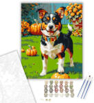 Számfestő Vidám kiskutya tökökkel - számfestő készlet - 40×50 cm (Keretre feszítve) (crea3099-40X50-KF)