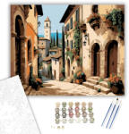  San Gimignano Kanyargós Sikátora - számfestő készlet - 40×50 cm (Keretre feszítve)