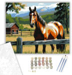  Nyugodt Pej Ló a Farmon - számfestő készlet - 40×50 cm (Keretre feszítve)