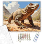  Komodói Sárkány a Szavannán - számfestő készlet - 40×50 cm (Keretre feszítve)