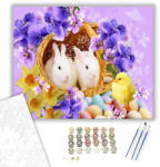  Húsvéti nyuszik - számfestő készlet - 40×50 cm (Keretre feszítve)