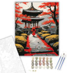  Őszi Japán Templom Kert - számfestő készlet - 40×50 cm (Keretre feszítve)