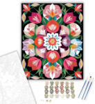  Virágkert Mandala Rózsákkal és Tulipánokkal - számfestő készlet - 40×50 cm (Keretre feszítve)